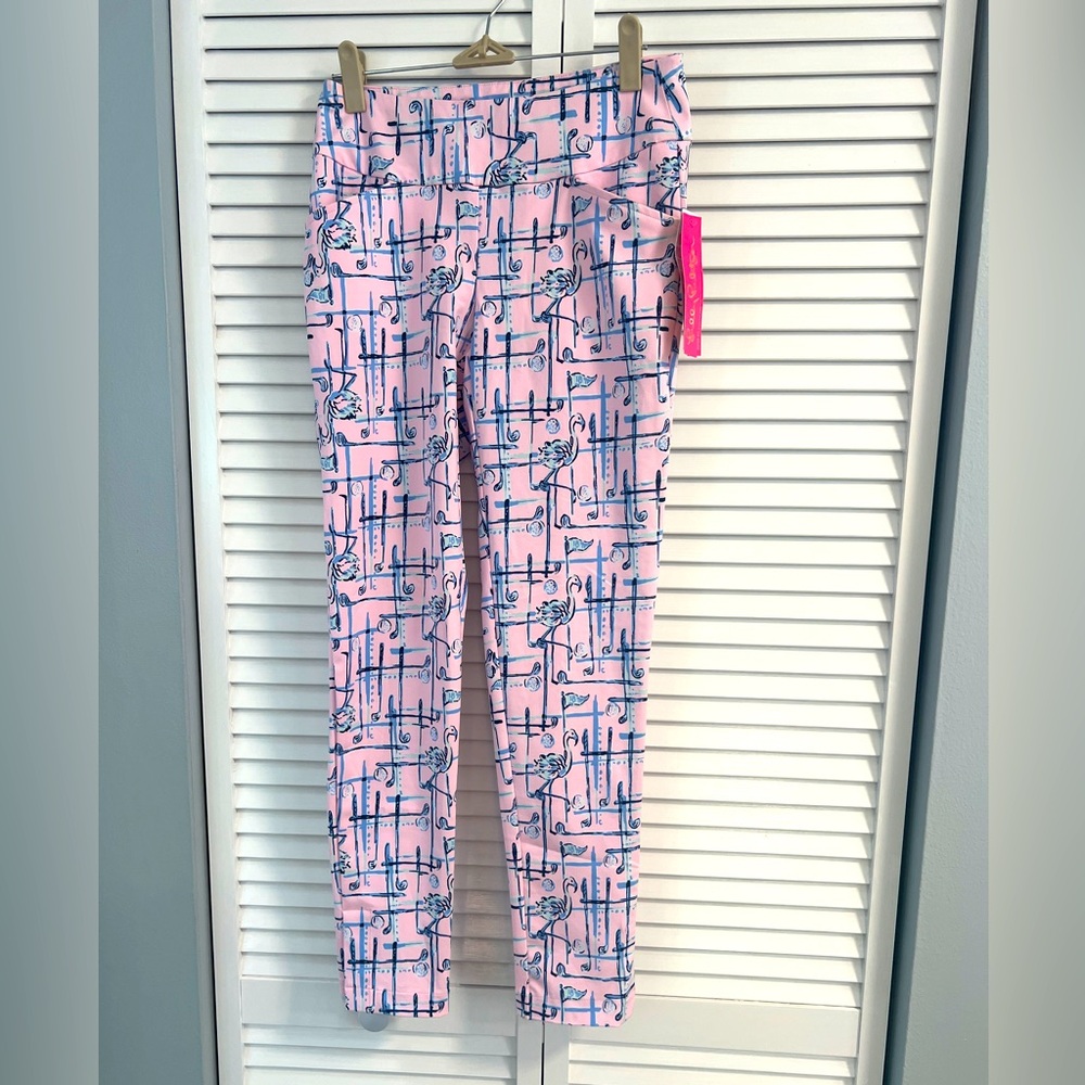 Lilly Pulitzer Corso Golf Pant “Pink Tropics Tint Talk Birdie to Me“ NWT 0
